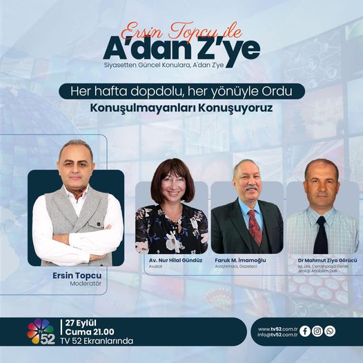 TV52’nin “A’dan Z’ye” Programında Ordu’da Yapılan Siyanürlü Maden Arama Çalışmaları Tartışıldı TV52’nin “A’dan Z’ye” Programında Ordu’da Yapılan Siyanürlü Maden Arama Çalışmaları Tartışıldı