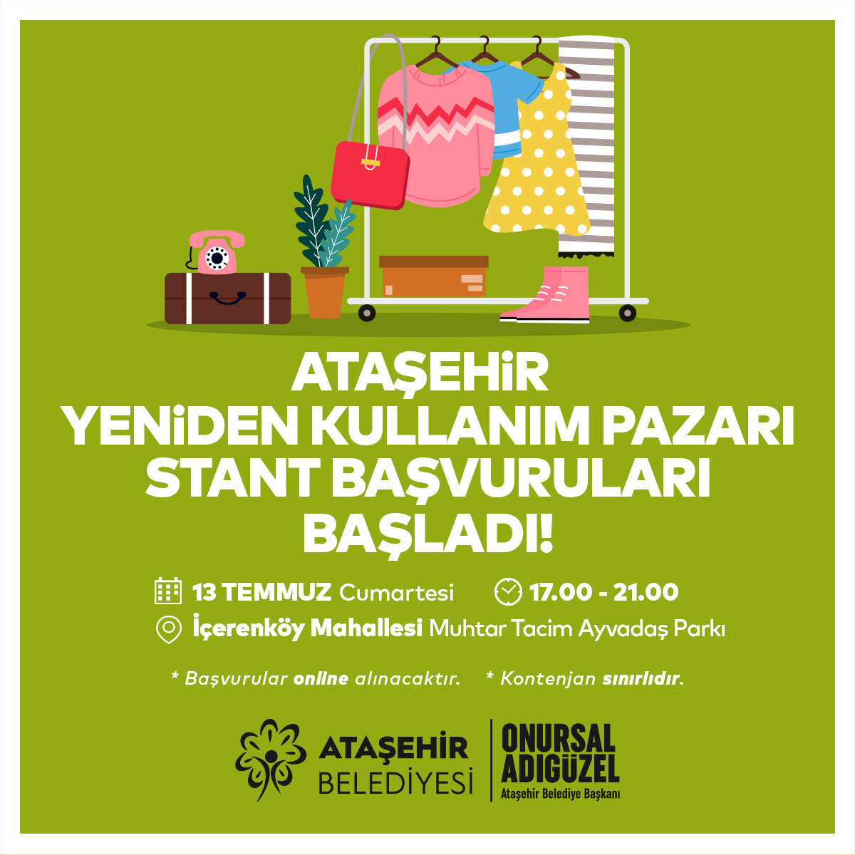ATAŞEHİR’DE YENİDEN KULLANIM PAZARI: İKİNCİ EL ÜRÜNLER SATIŞA SUNULACAK